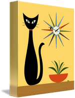 contemporary cat clock